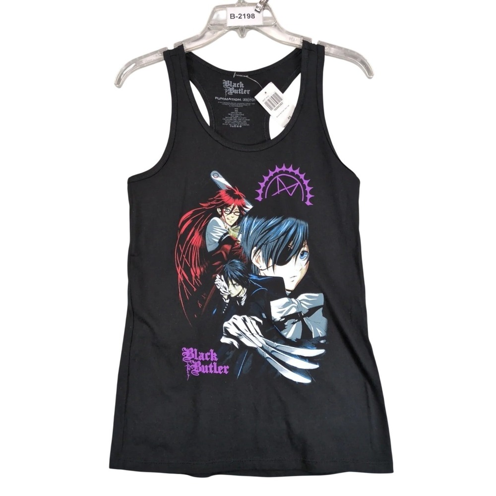 NWT Hot Topic Black Butler Anime Tank Top Womens XS Ciel Sebastian Grell Graphic